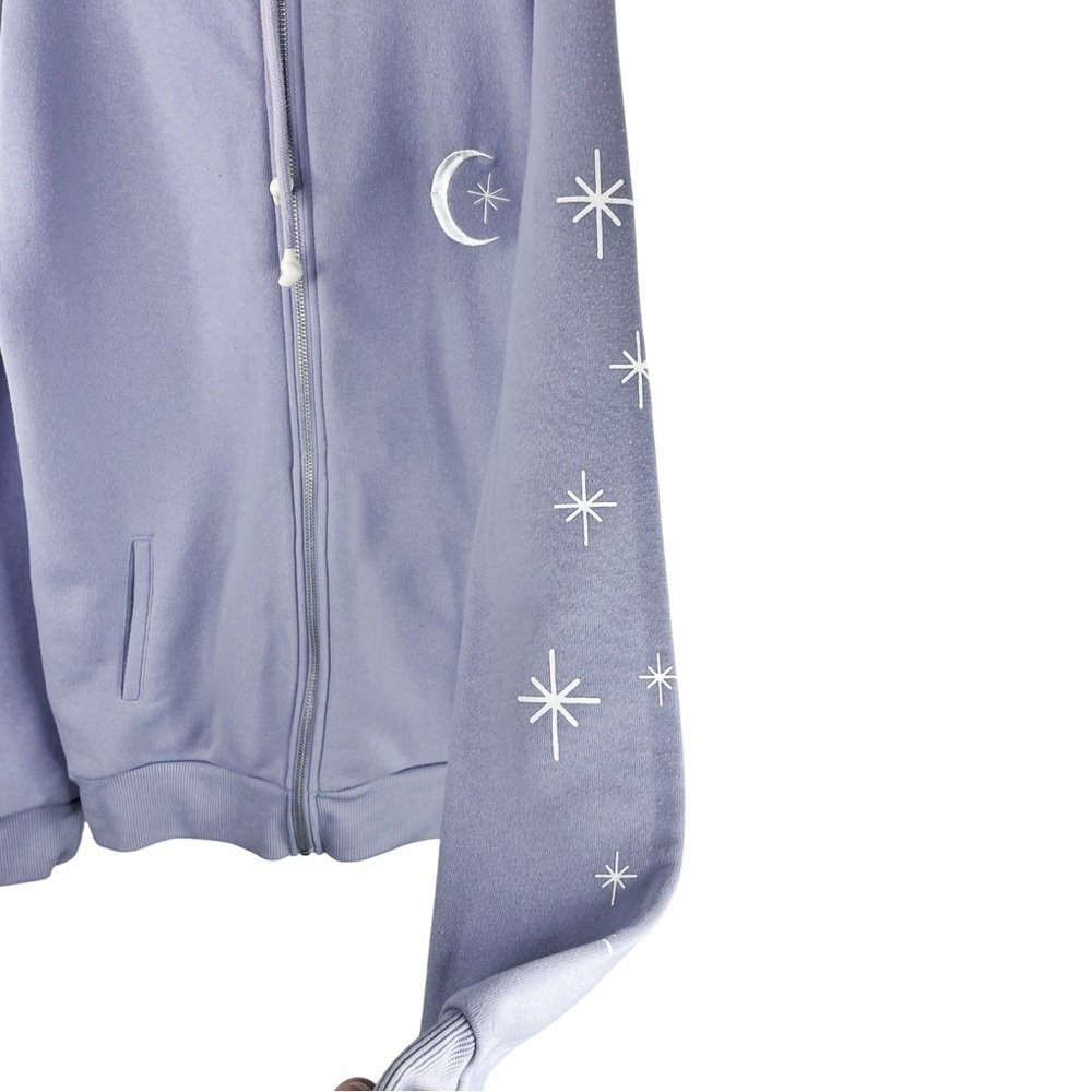 VIVRE LA VIE Women’s Lavender Zip Hoodie w Positive Message and Stars on Arm XS